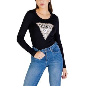 Guess Black Cotton Long Sleeve Women's T-Shirt